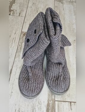 Ugg Knit Fold-Over Boots - Gray 9